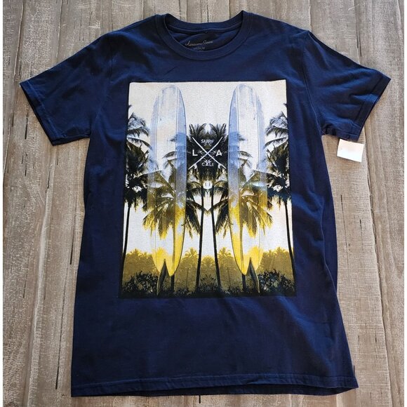 Awesome Sauce Mens Graphic T-Shirt Surf California Print Navy 100% Cotton Medium - Picture 6 of 7